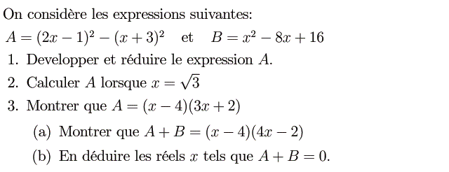 Equations et inéquations: Exercice 18