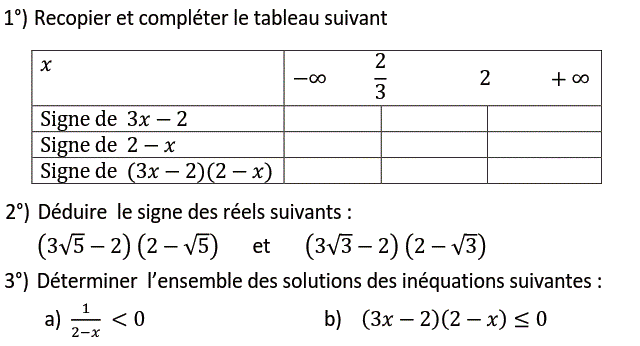 Equations et inéquations: Exercice 18