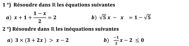 Equations et inéquations: Exercice 4