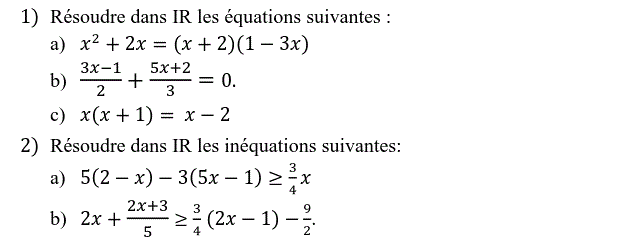 Equations et inéquations: Exercice 4