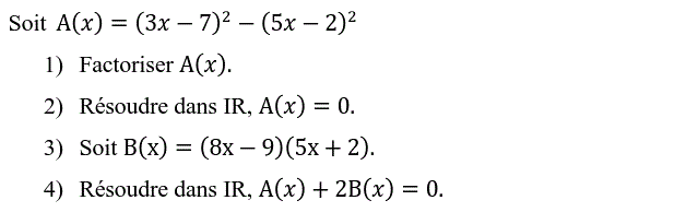 Equations et inéquations: Exercice 25