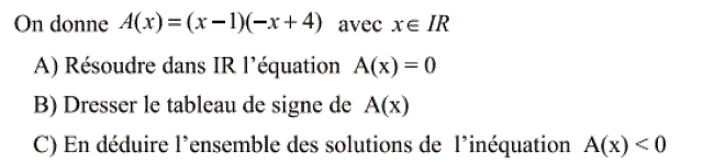 Equations et inéquations: Exercice 25