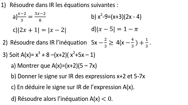 Equations et inéquations: Exercice 81