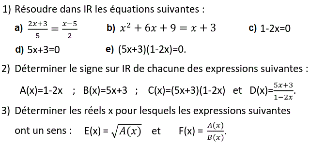 Equations et inéquations: Exercice 59