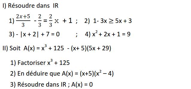 Equations et inéquations: Exercice 61