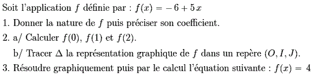Fonctions affines: Exercice 15