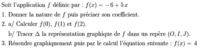 Fonctions affines: Exercice 14