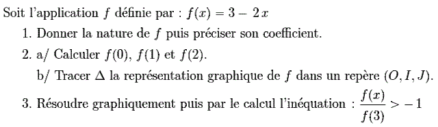 Fonctions affines: Exercice 16