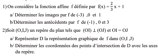 Fonctions affines: Exercice 27