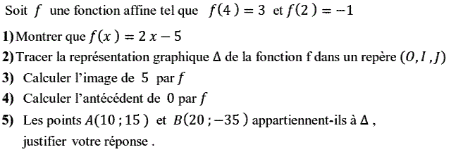 Fonctions affines: Exercice 8
