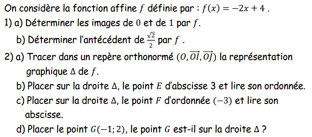Fonctions affines: Exercice 37
