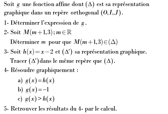 Fonctions affines: Exercice 39