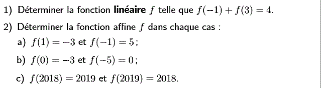 Fonctions affines: Exercice 4