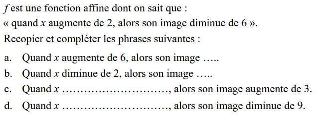 Fonctions affines: Exercice 21