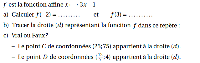 Fonctions affines: Exercice 6