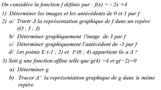 Fonctions affines: Exercice 20