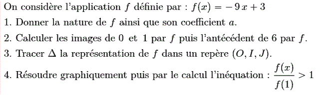 Fonctions affines: Exercice 5