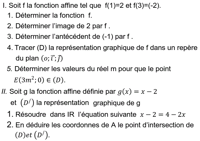Fonctions affines: Exercice 29