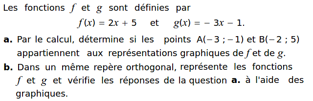 Fonctions affines: Exercice 3