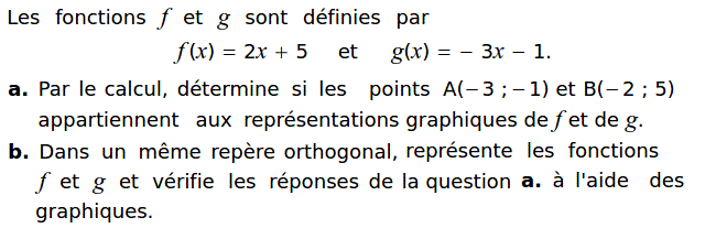 Fonctions affines: Exercice 1