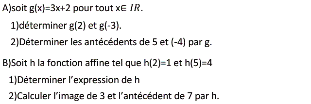 Fonctions affines: Exercice 2