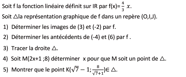 Fonctions linéaires: Exercice 11