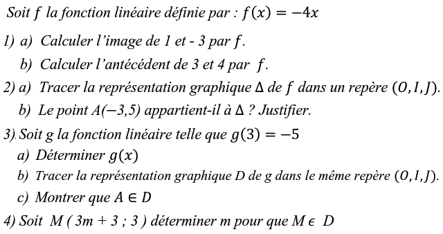 Fonctions linéaires: Exercice 27