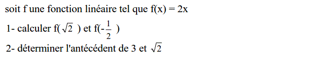 Fonctions linéaires: Exercice 8
