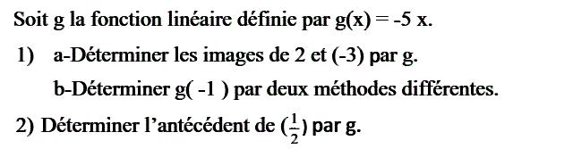 Fonctions linéaires: Exercice 1