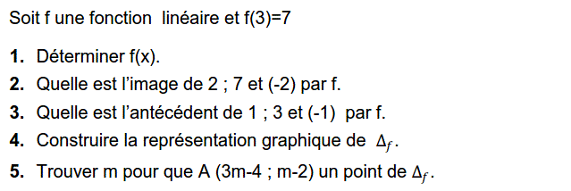 Fonctions linéaires: Exercice 30