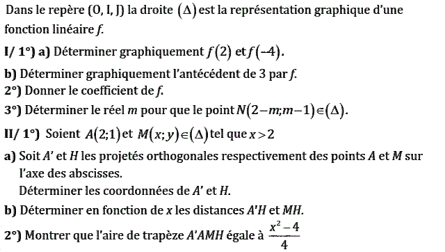 Fonctions linéaires: Exercice 44