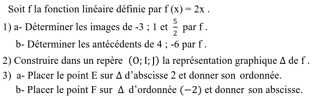 Fonctions linéaires: Exercice 26