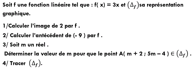 Fonctions linéaires: Exercice 9