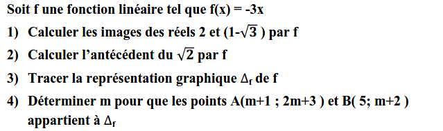 Fonctions linéaires: Exercice 29