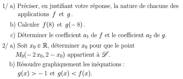 Fonctions linéaires: Exercice 45
