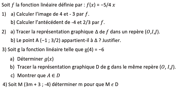 Fonctions linéaires: Exercice 35