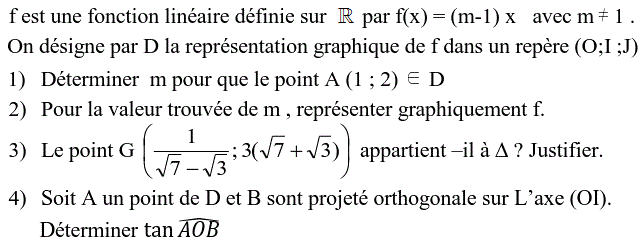 Fonctions linéaires: Exercice 25