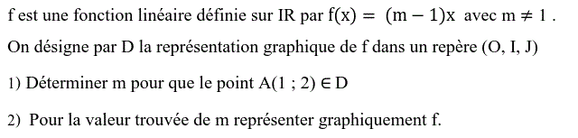 Fonctions linéaires: Exercice 8