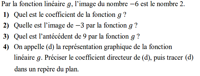 Fonctions linéaires: Exercice 24