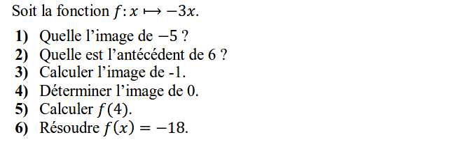 Fonctions linéaires: Exercice 7