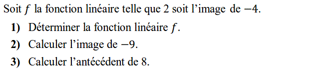 Fonctions linéaires: Exercice 9