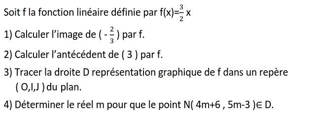 Fonctions linéaires: Exercice 12