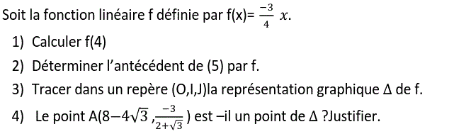 Fonctions linéaires: Exercice 19