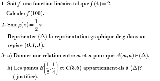 Fonctions linéaires: Exercice 39