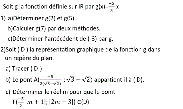 Fonctions linéaires: Exercice 52