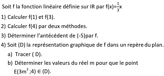 Fonctions linéaires: Exercice 20