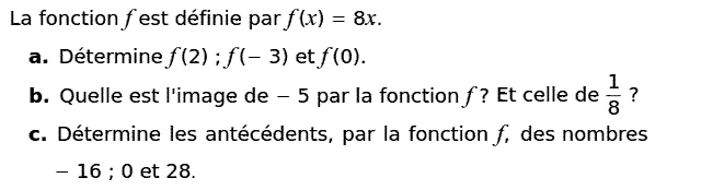 Fonctions linéaires: Exercice 1