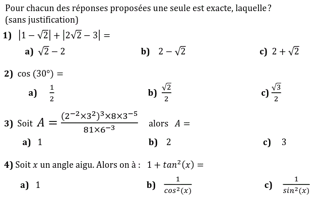 QCM: Exercice 69