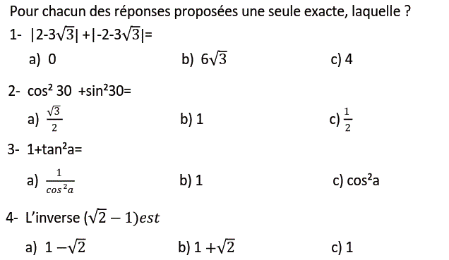 QCM: Exercice 66