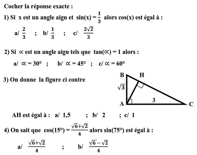 QCM: Exercice 61
